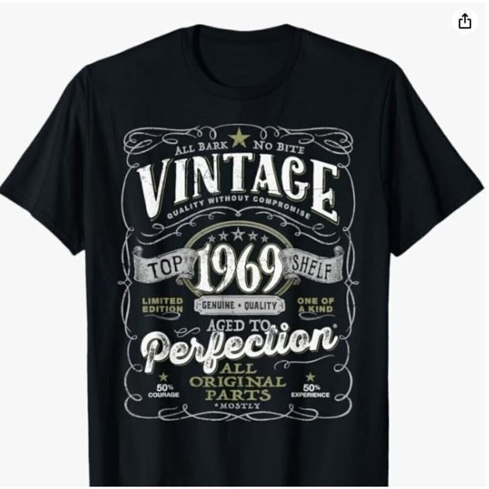 55th Birthday‎ Top for Men, Vintage 1969 Aged to Perfection T-Shirt size XL